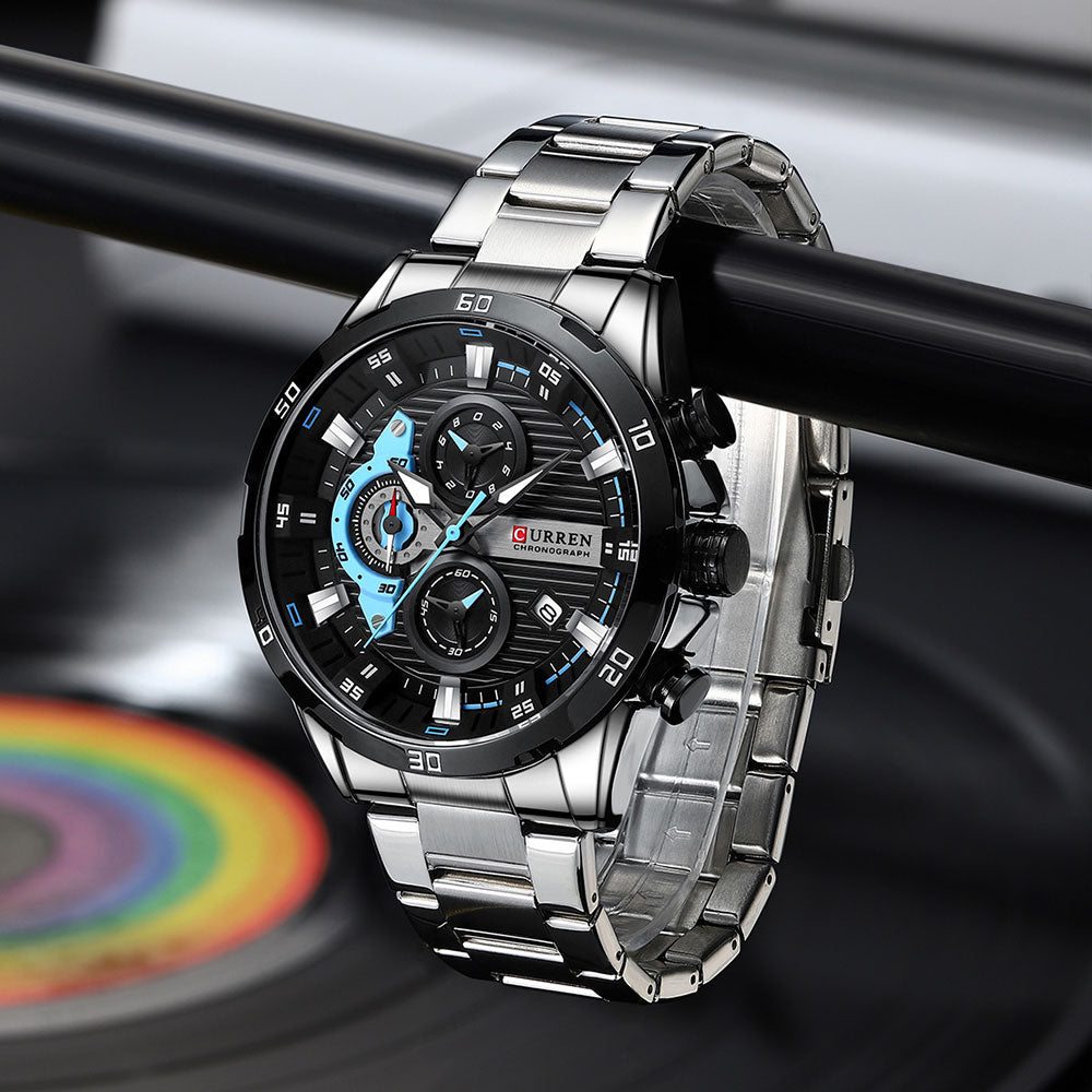 CURREN Stainless Steel Watches for Mens Creative Fashion Luminous Dial with Chr image 10