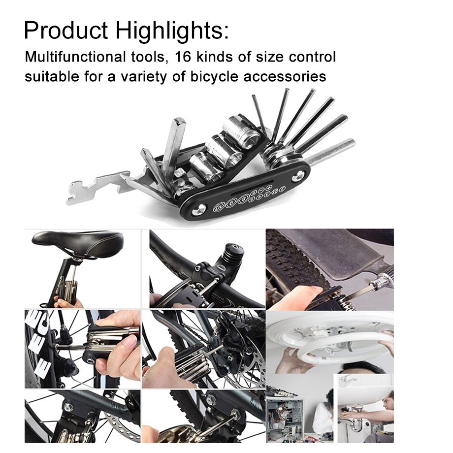 16 in 1 Mountain Bike Portable Socket Multipurpose Wrench Bicycle Multi Tool Sc image 6