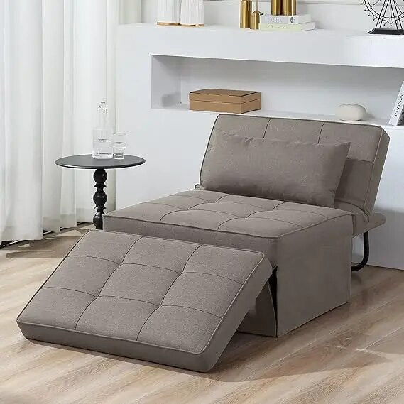 Sofa Bed, 4 in 1 Multi-Function Folding Ottoman Breathable Linen Couch Bed with image 3