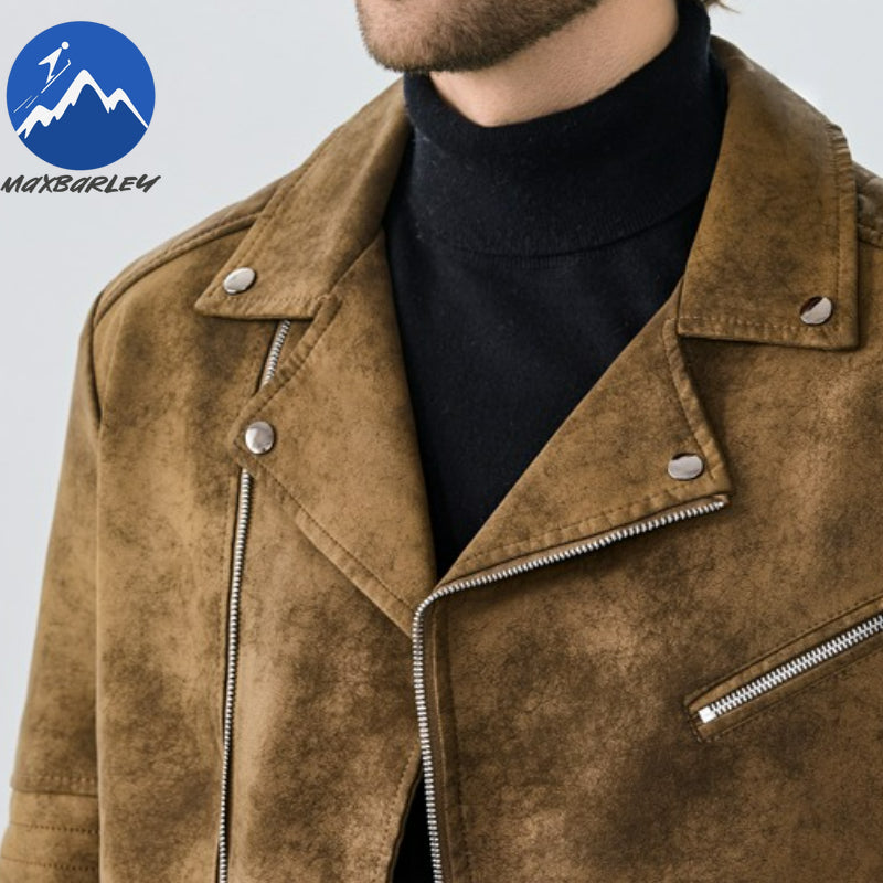 Maxbarley Men Leather Jacket 2025 Autumn Motorcycle Tie Dye Leather Coat High E image 3