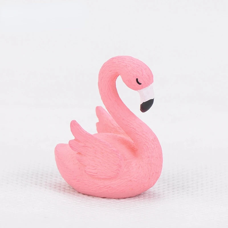 2pcs Pink Flamingo Swan Love Bird Figurine Ornaments Cake Topper Flamingo Sculp image 2