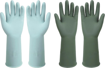 Dishwashing Rubber Gloves Reusable Kitchen Gloves 2Pairs Cleaning Gloves for Wa image 8