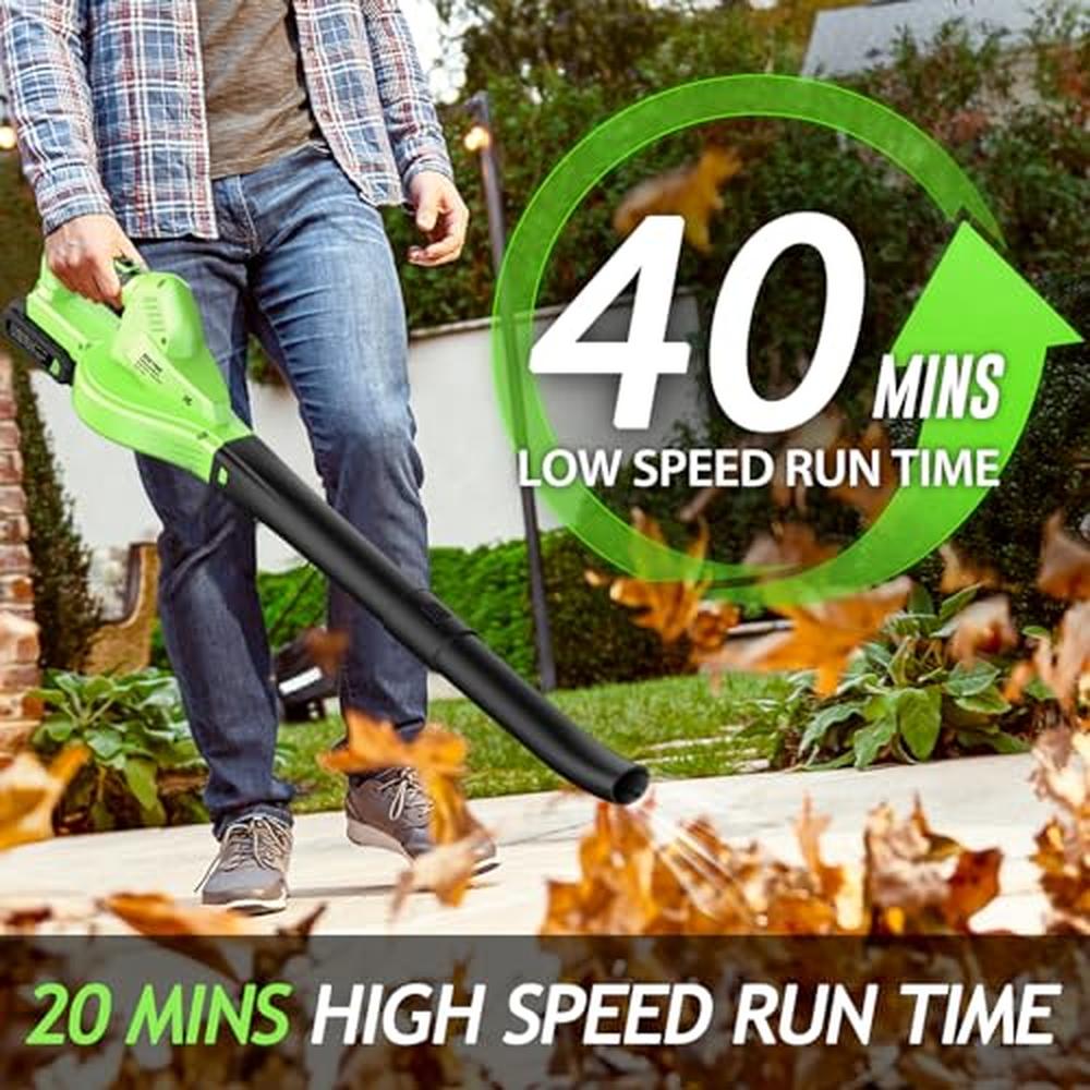 Cordless Lightweight Electric Leaf Blower 20V Small Handheld Blower with 2 Batt image 2