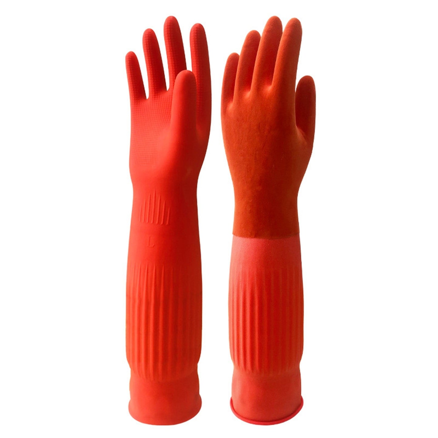 1 Pair S/M/L Red Flexible Rubber Clean Gloves Dish Washing Long Home Bathroom C image 9