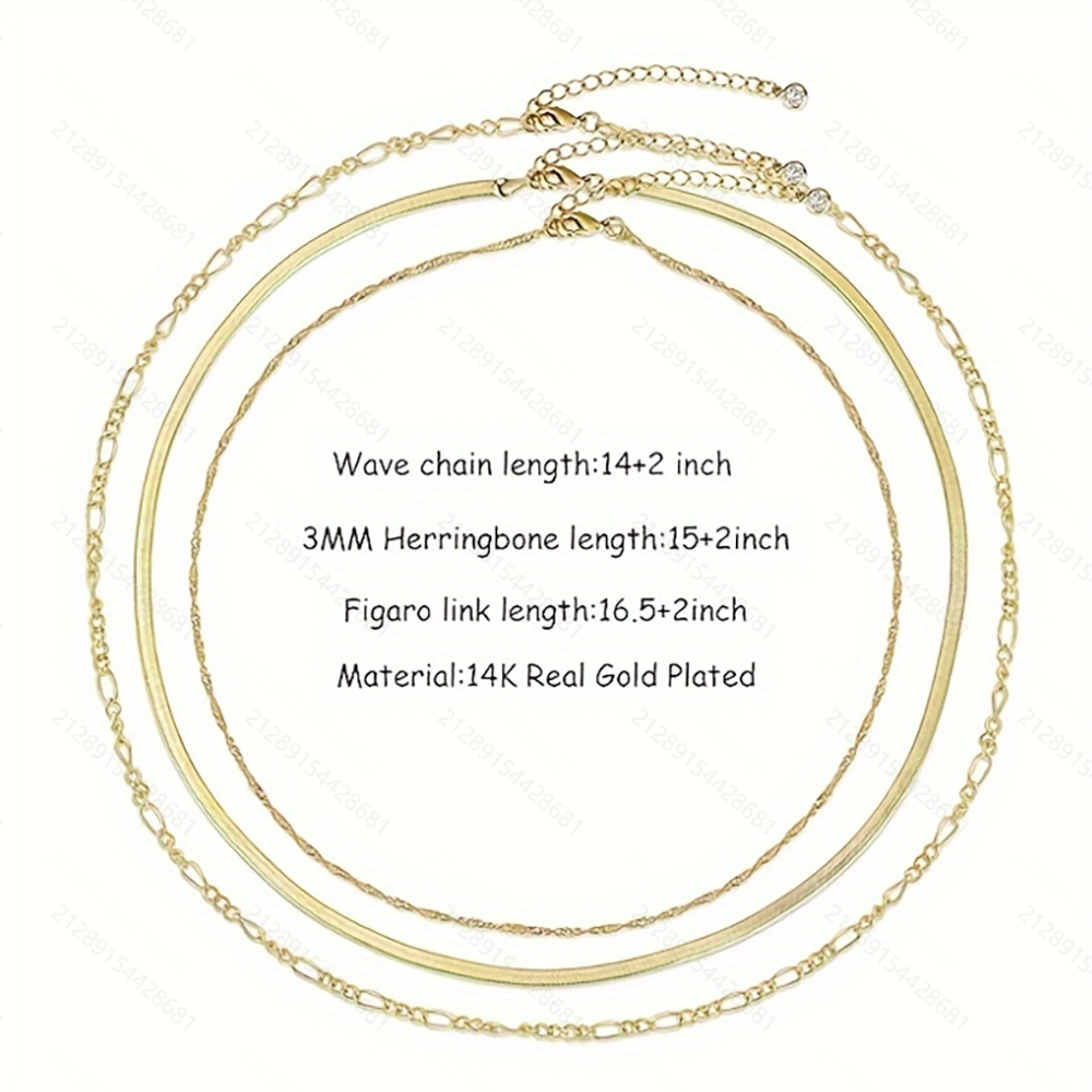 Layered Chain Handpicked Brass Chain Triple Layers Necklace 14K Gold Plated Wat image 4