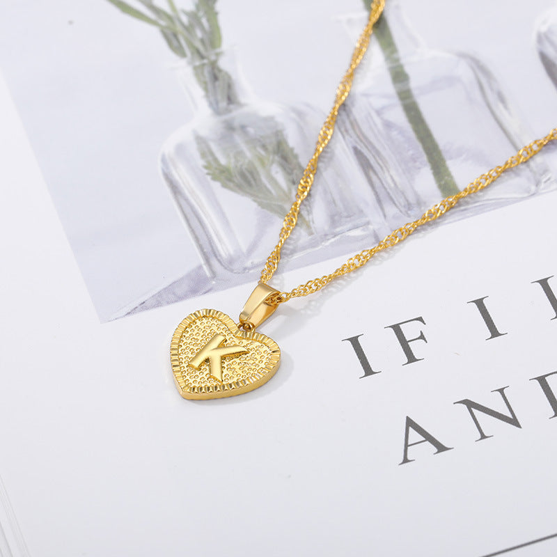 DUOYING Custom Initial Letter Necklace Heart Shape Pendant Personalized 18K Gol image 6