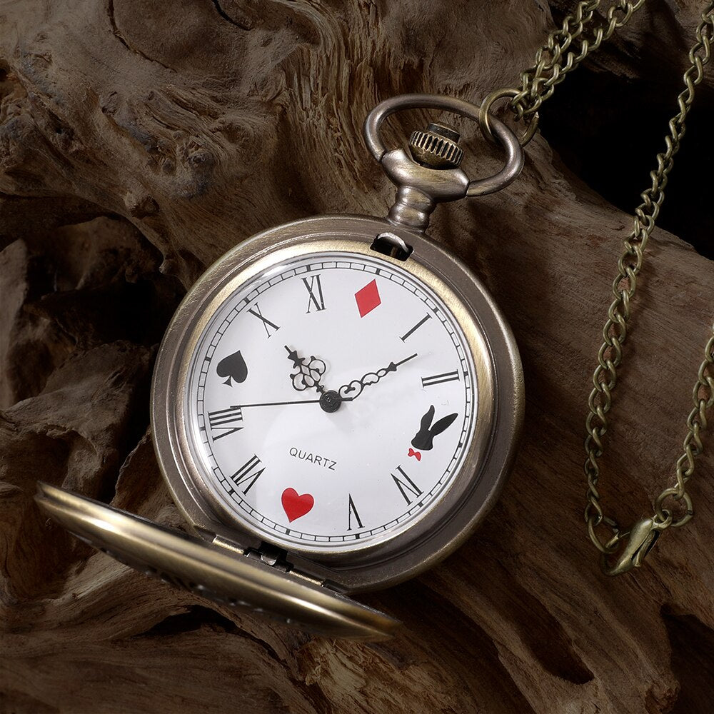 New Bronze Quartz Pocket Watch Retro Alice Theme Pocket Fob Watch Pendant Neckl image 5