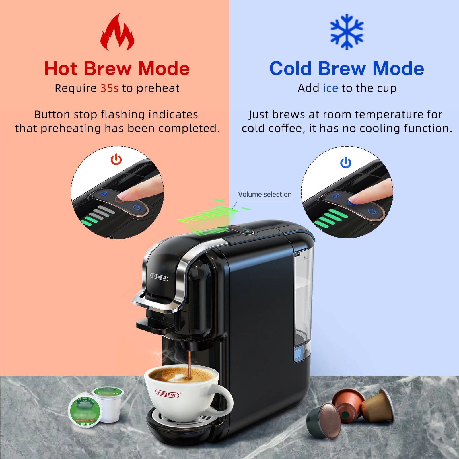 HiBREW Multiple Capsule Coffee Machine /Cold DG Cappuccino Nes Small Capsule image 10