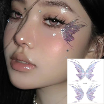 1PC Fairy Butterfly Shiny Tattoo Sticker Waterproof Eyes Face Hand Body Art Fak image 9