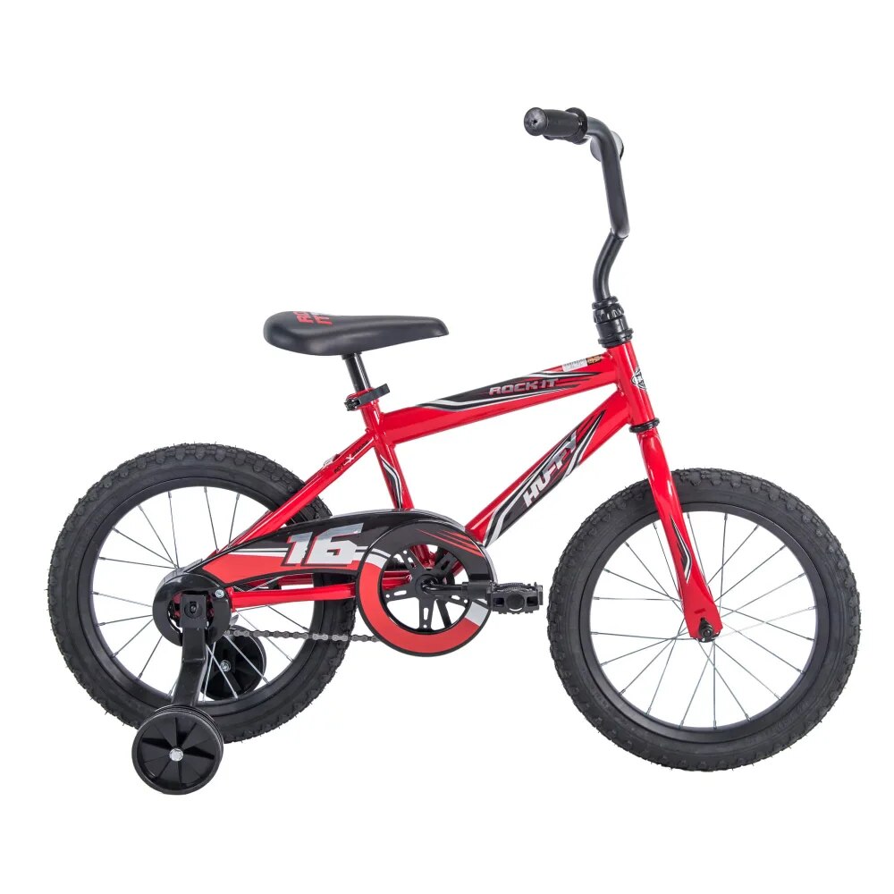 GISAEV 16 In. Rock It Boy Kids Bike, Red Hi-rise Handlebar In Black with A Comp