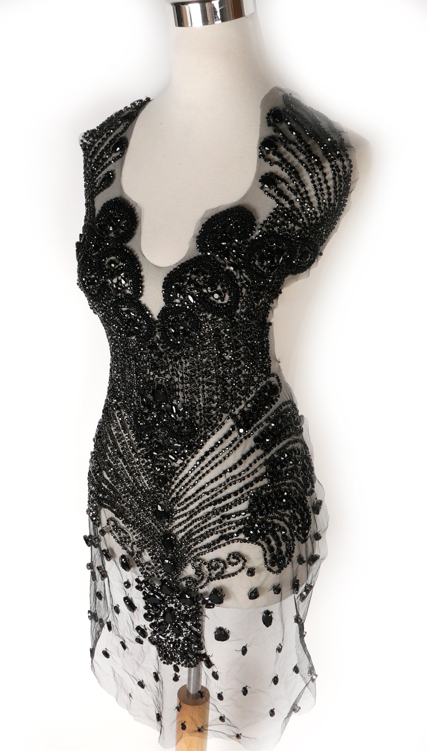 La Belleza black AB  rose gold silver Red crystal rhinestone long rich bodice a image 8