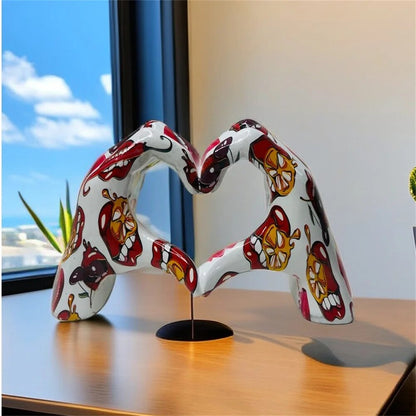 Personalized Heart Gesture Resin Statue Home Decoration Modern Art Hand Love Ab image 10