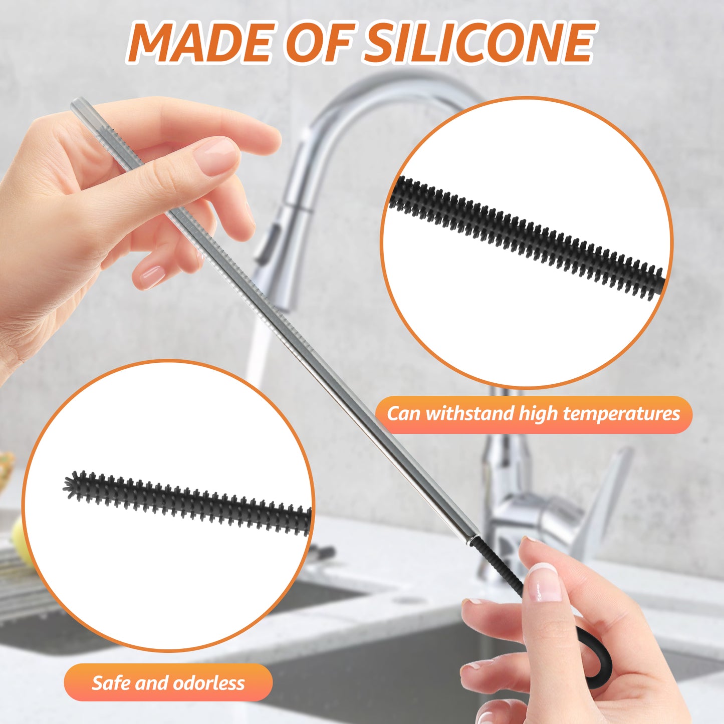 2 Pcs 6mm and 9mm Silicone Straw Brushes Reusable Straws Deep Cleaning Brush Lo image 7