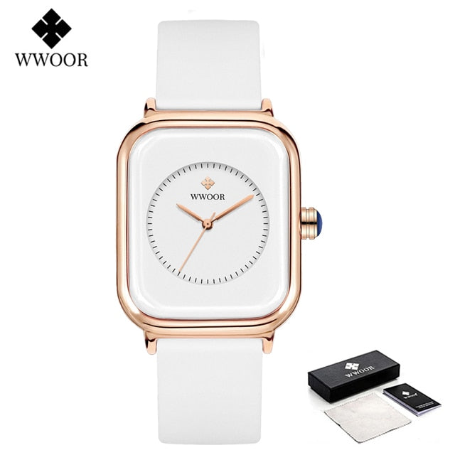 WWOOR Luxury Brand Watches For Women Fashion Square Purple Ladies Quartz Wristw image 4