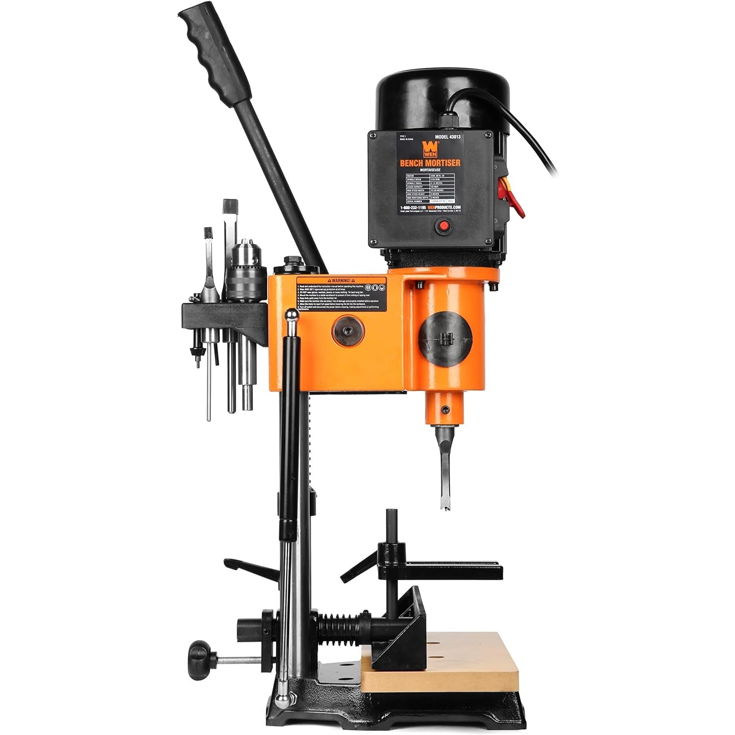WEN Bench Mortiser, 5-Amp Cast Iron with Chisel Bit Set (43013) image 5