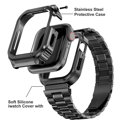 Stainless Steel Case+Strap For Apple Watch Band 44mm 45mm 49mm 45 mm Bumper Cov image 5