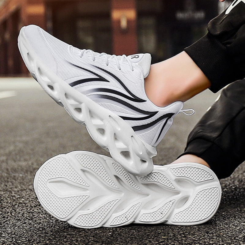Men's Flame Printed Sneakers Flying Weave Sports Shoes Comfortable Running Shoe image 7