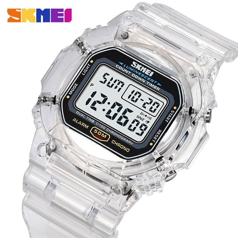 Skmei Countdown Back Light Digital Watches Women Fashion Transparent Pu Strap D image 2