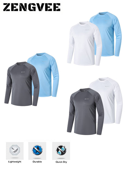 ZengVee 2 Pack Men Long Sleeve UPF 50+ Rash Guards Diving UV Protection Loose image 8