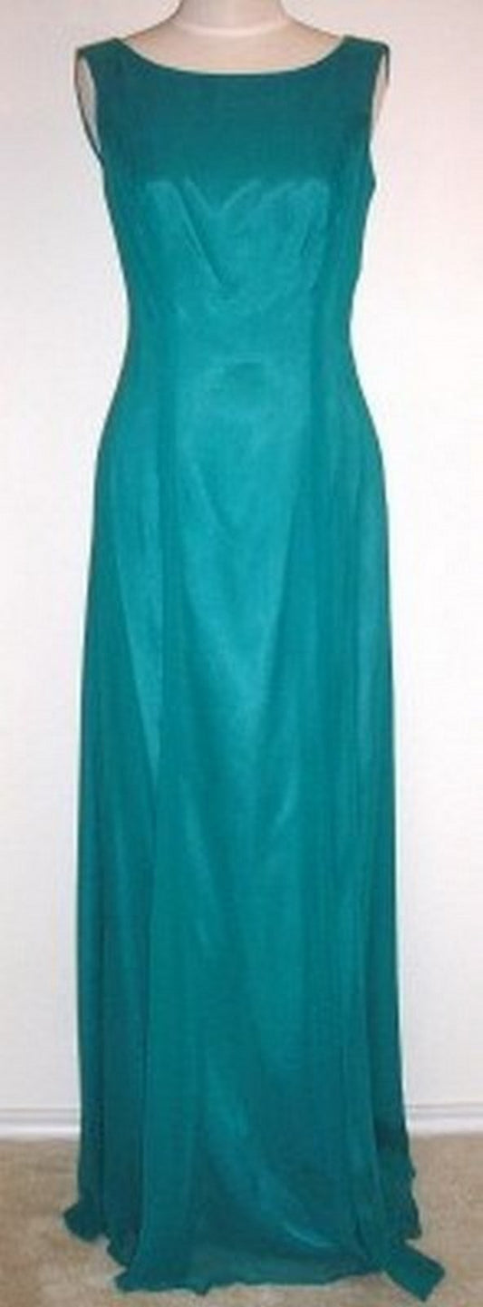 Watters & Watters Women Dress Chiffon Teal Shoulder Str Size 8