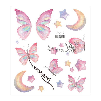 1PC Fairy Butterfly Shiny Tattoo Sticker Waterproof Eyes Face Hand Body Art Fak image 2