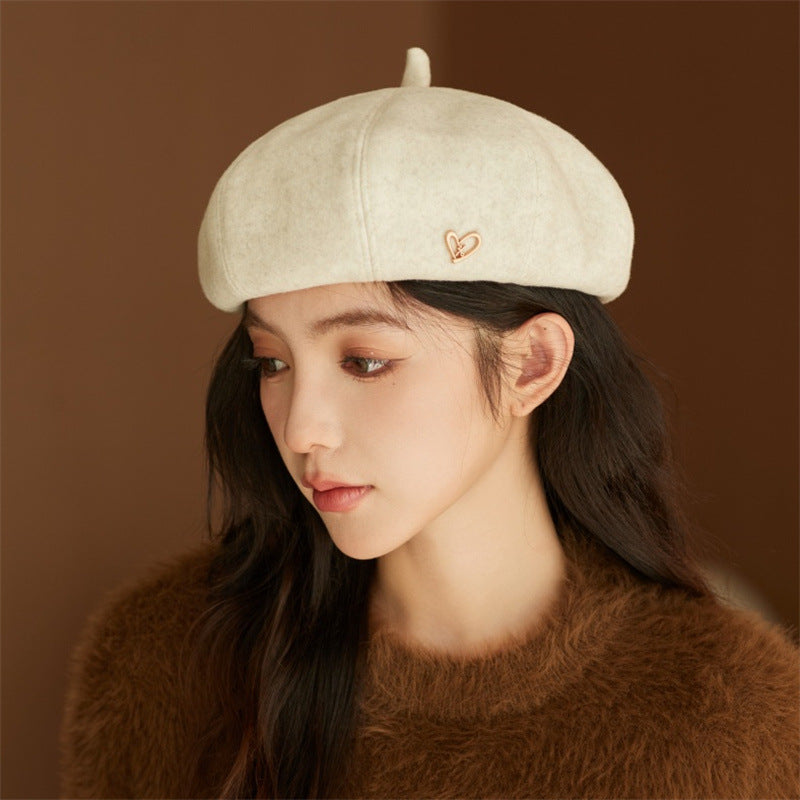 Japanese-style women's big-head beret for spring and autumn Korean retro all-ma image 1