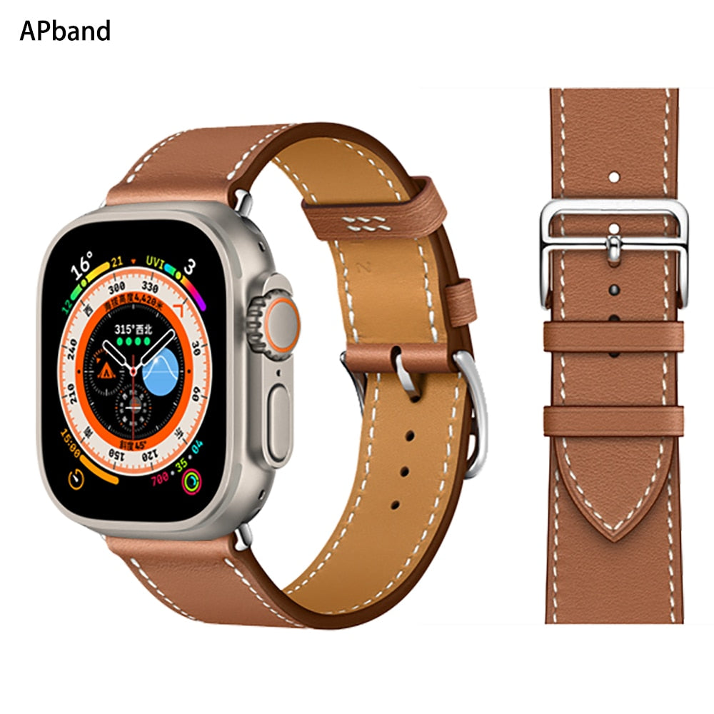 Leather strap For Apple watch band 44mm 45mm 49mm 41mm 40mm Accessorie wristban image 0
