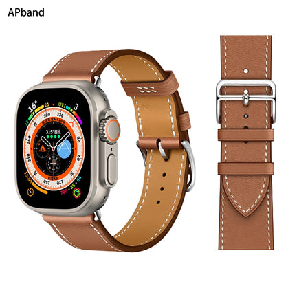 Leather strap For Apple watch band 44mm 45mm 49mm 41mm 40mm Accessorie wristban image 0