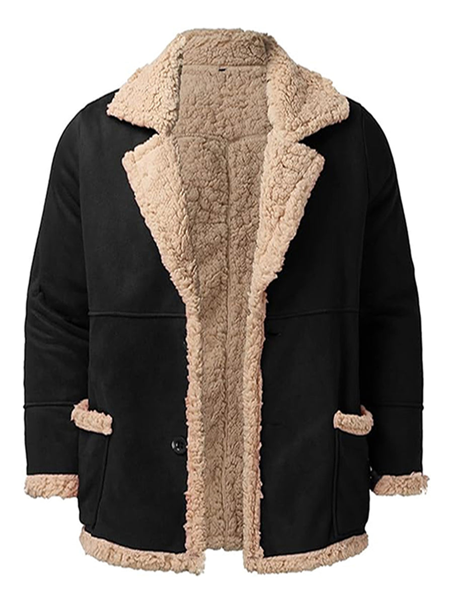 Men s Winter Fleece Coats with Turn Down Collar and Button Down Closure Thick a image 6