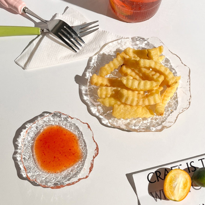 Transparent Glass Plate Creative Jewelry Storage Tray Decorative Plates Cake De image 7