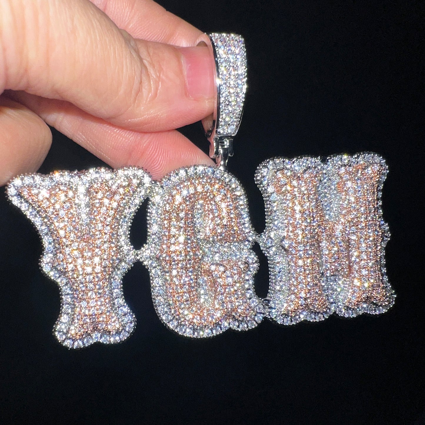 CUC NEW Custom Double Letter Name Pendant With Iced Out Zirconia Gold Silver Co