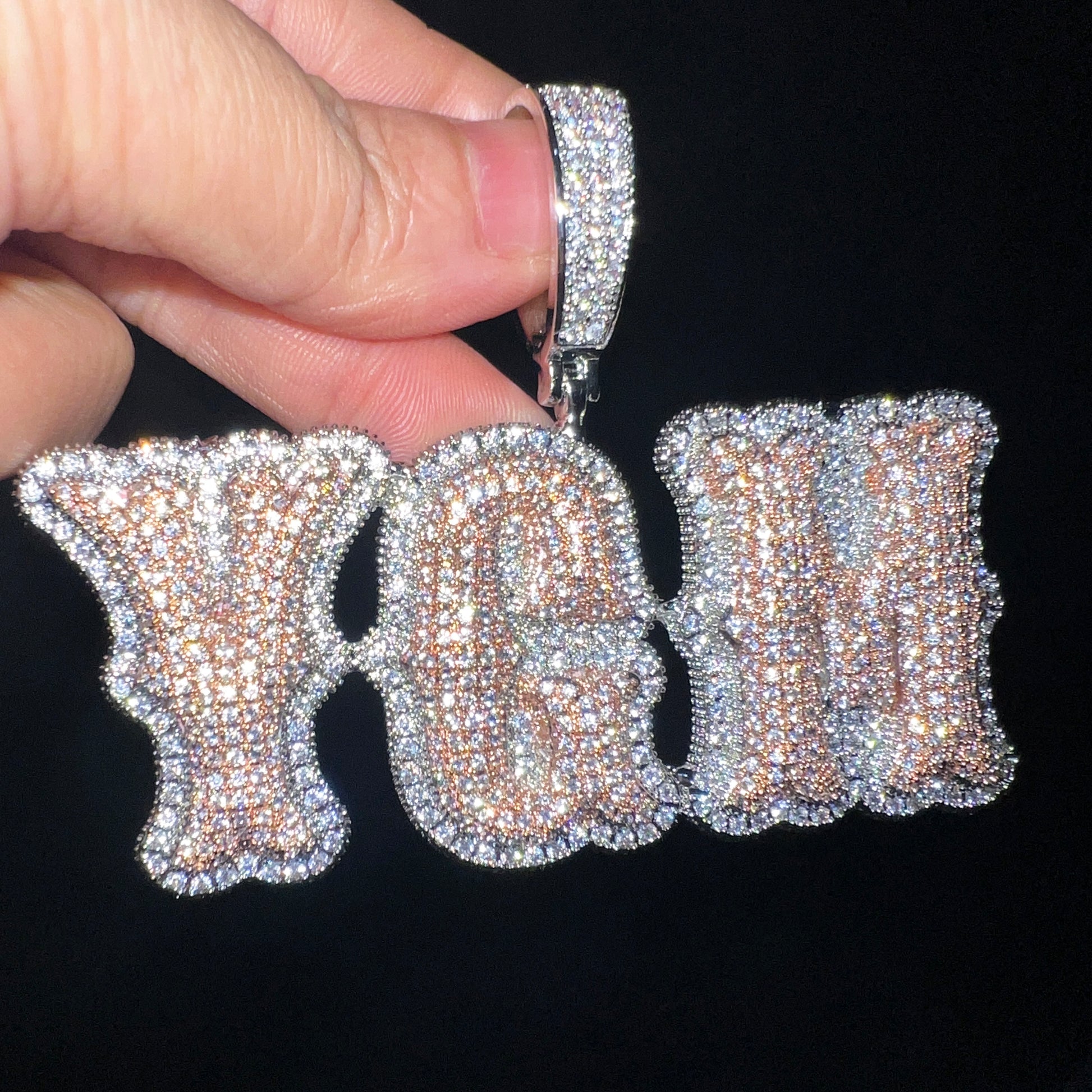 CUC NEW Custom Double Letter Name Pendant With Iced Out Zirconia Gold Silver Co