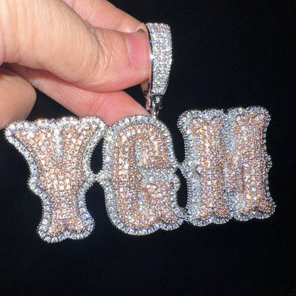 CUC NEW Custom Double Letter Name Pendant With Iced Out Zirconia Gold Silver Co
