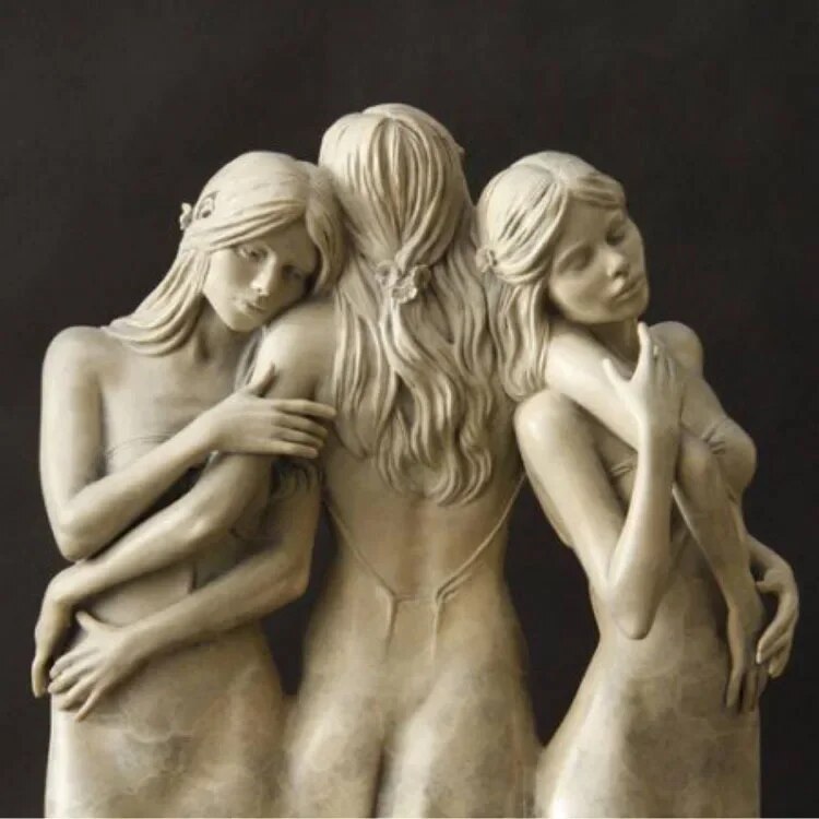 Three Goddess Resin Sculpture | Decorative Figurine for Home, Garden & Study