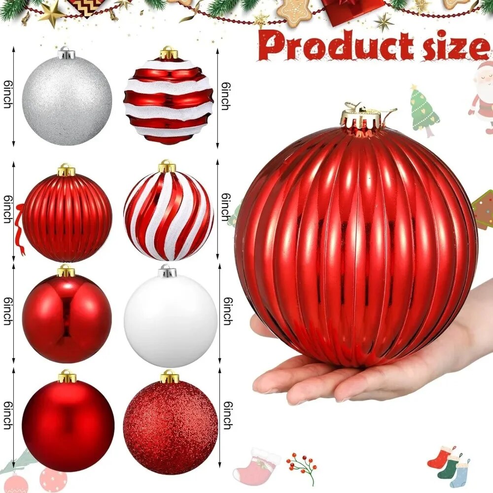 8 Pack Christmas Ball Ornaments 6 " Christmas Candy Ball Plastic Balls for H image 7