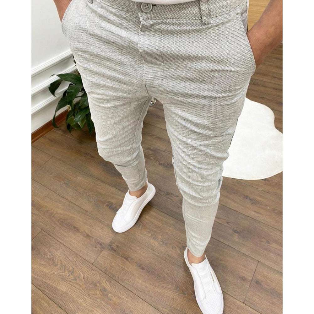 Men Casual StretPants New Solid Color Slim Business Formal Office Versatil