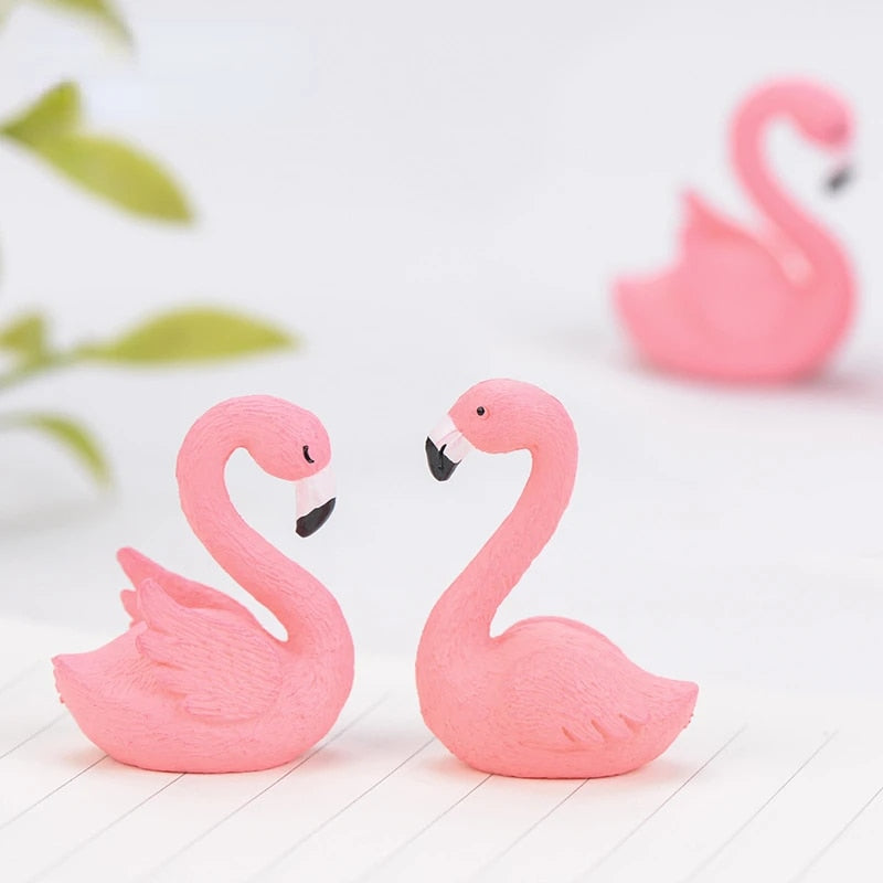 2pcs Pink Flamingo Swan Love Bird Figurine Ornaments Cake Topper Flamingo Sculp image 5