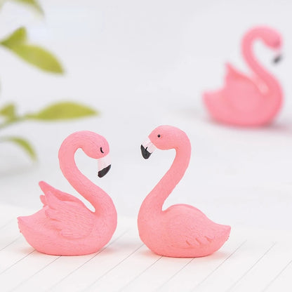 2pcs Pink Flamingo Swan Love Bird Figurine Ornaments Cake Topper Flamingo Sculp image 5
