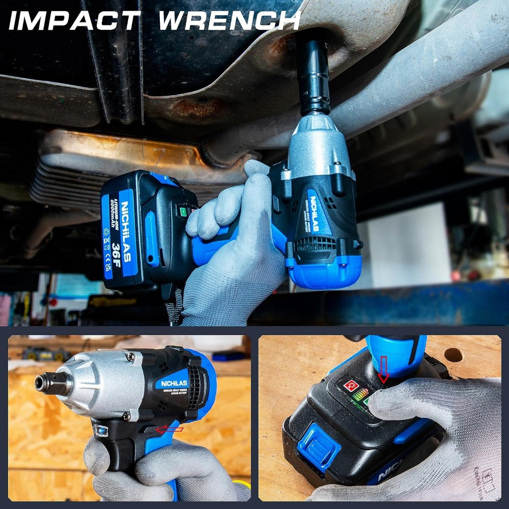 Nichilas Cordless Impact Wrench, 2 IN 1 Screwdriver Head, 21V electric power wr image 2