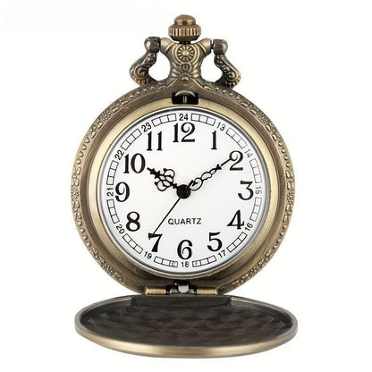 Bronze roaring lion head embossed personality necklace pocket watch Arabic nume image 5