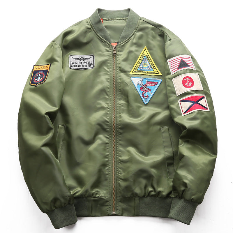 DIMUSI Bomber Jacket Men's  Ma-1 Flight Jacket Pilot Air Force Male Ma1 Army Gre image 4