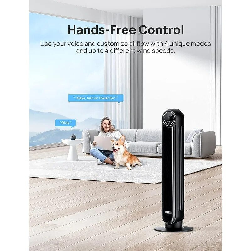 Smart Oscillating Quiet Fans Blow Cold Air, Standing Cooling Floor Bladeless Fa image 4