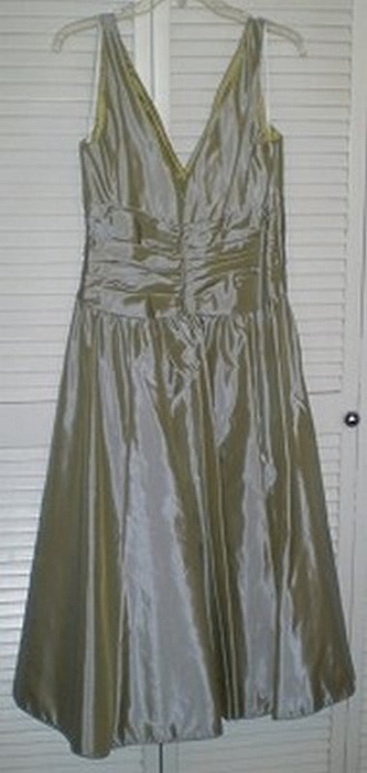 Watters & Watters Women Dress Satin Green-gray Stripped Size 10 image 0