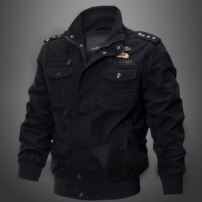 Spring and autumn military jacket male cotton water wash collar pilot cotton ja image 6