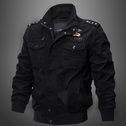 Spring and autumn military jacket male cotton water wash collar pilot cotton ja image 6