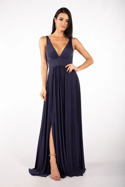 FATAPAESE Spandex Bridesmaid Dresses Satin V-Neck Slit Wedding Party Backless W image 3