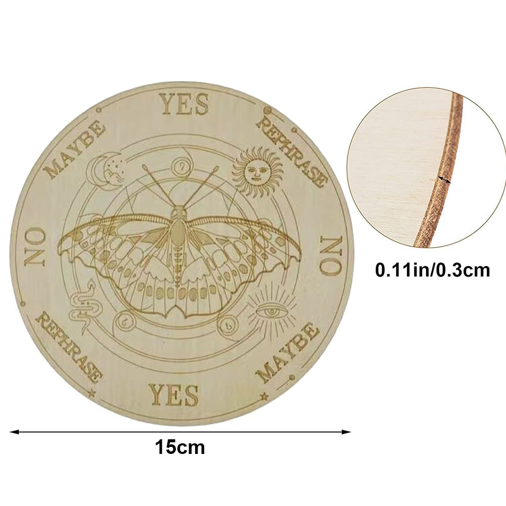 Wooden Divination Pendulum Game Board With Moon Star Divination Energy Carven P image 4