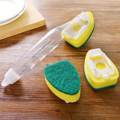 Sponge Kitchen Cleaning Pad long handle cleaning brush Scrubber Dish Washing NEW image 0