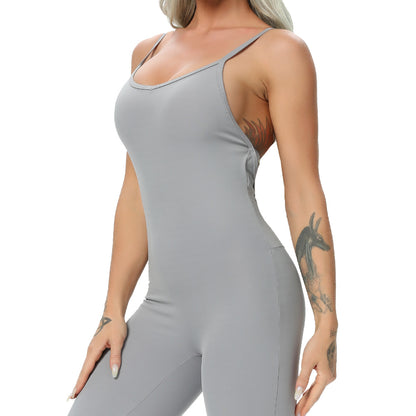Women's Halter Long Jumpsuits Skinny Backless Sleeveless Workout Overalls Track image 3