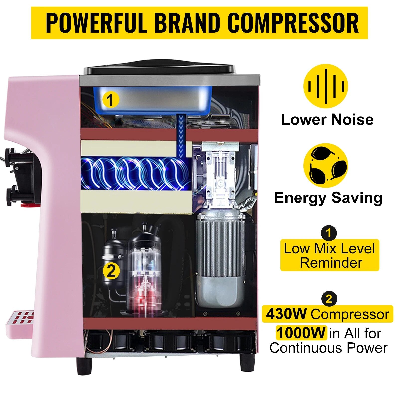 VEVOR 10-20L/H Ice Cream Maker Commercial Single Flavor Countertop Gelato Sorbe image 2